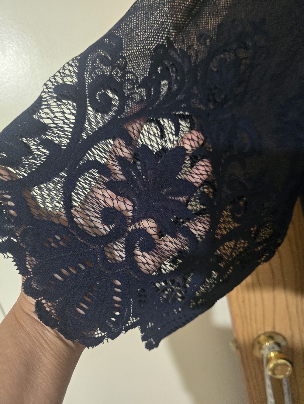 Navy Lace Kimono Duster - Picture 3 of 3